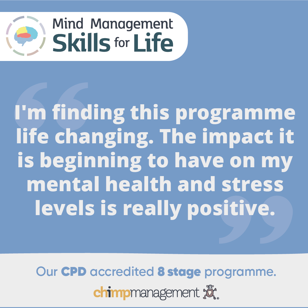 chimpmanagement's tweet photo. "I'm finding this programme to be life-changing"

When you invest your time into developing the skills to manage your mind, you can learn how to understand your stress, relationships and overall mind!

New dates available: Link in Bio

#TheChimpModel #MMSFL https://t.co/NWJ7tmMGSc