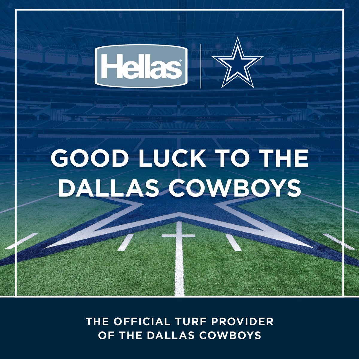 Best of luck to the Dallas Cowboys in Round 1 of the NFL playoffs this weekend! Hellas is proud to be The Official Turf Partner of the Dallas Cowboys for the past decade.