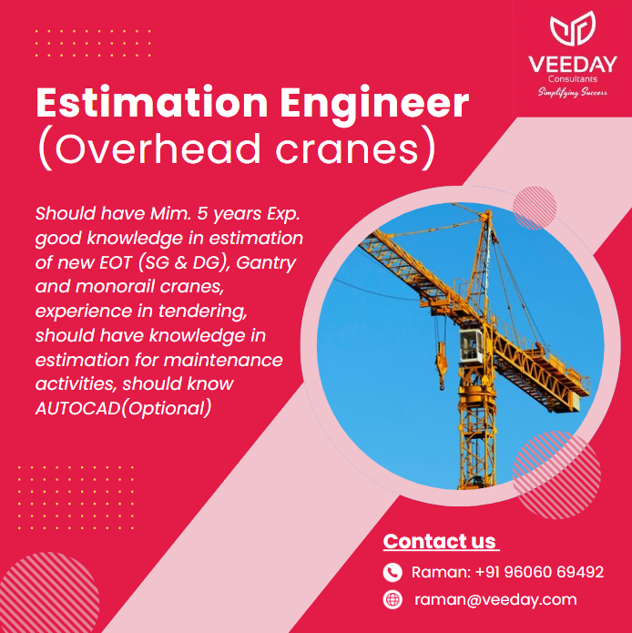 VeedayConsul's tweet image. #estimationengineer #overheadcrane