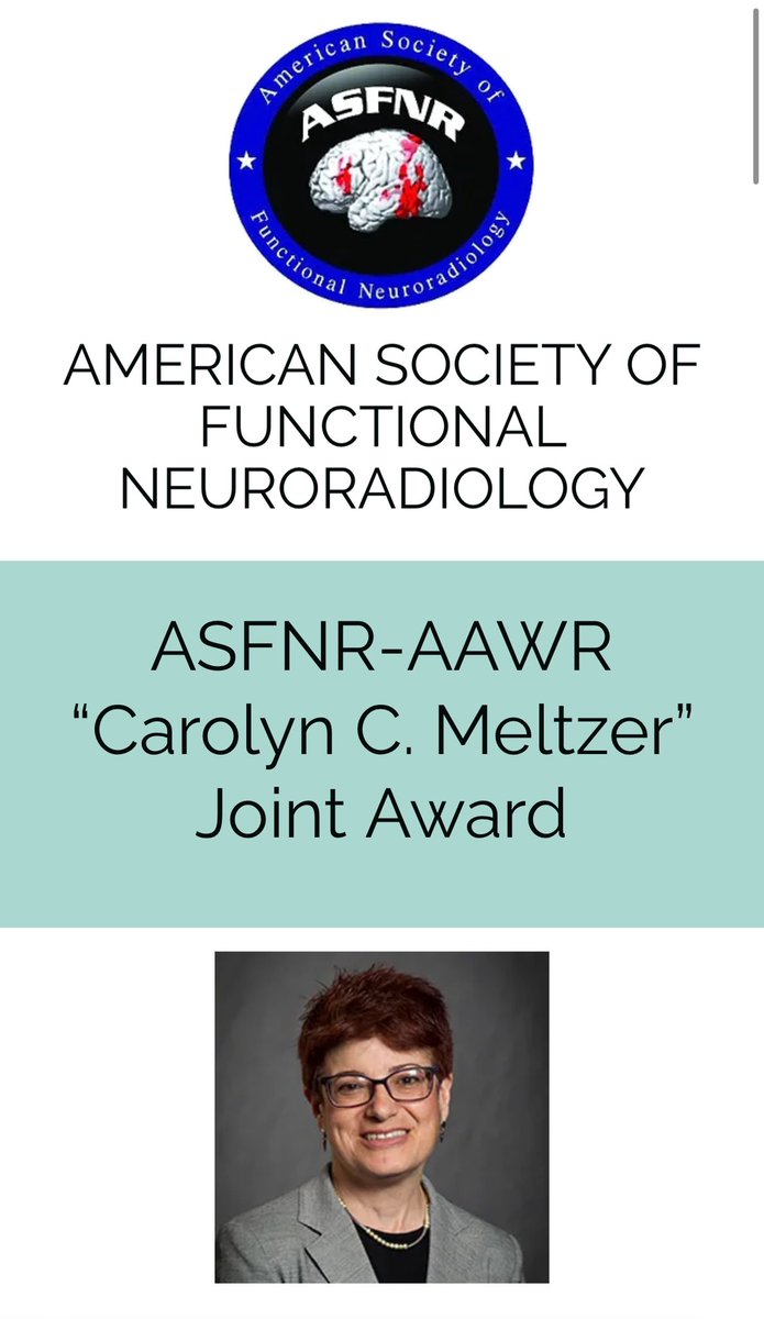 theASFNR's tweet photo. .@theASFNR & @AAWR_org proudly continue the ASFNR-AAWR “Carolyn C. Meltzer” Joint Award! Let’s ⬆️ the #️⃣ of #WomenInRadiology engaged in the field of functional neuroradiology.
👩🏾🔬👩🏼🔬👩🏿🔬👩🏻🔬👩🏽🔬👩🔬📈
https://t.co/jKxrJnQrqh
🧠🧠🧠🧠🧠🧠📈
#Radiology #NeuroRadiology #ASFNR24 #ASFNR25
🧵 https://t.co/35DaCGLwkd