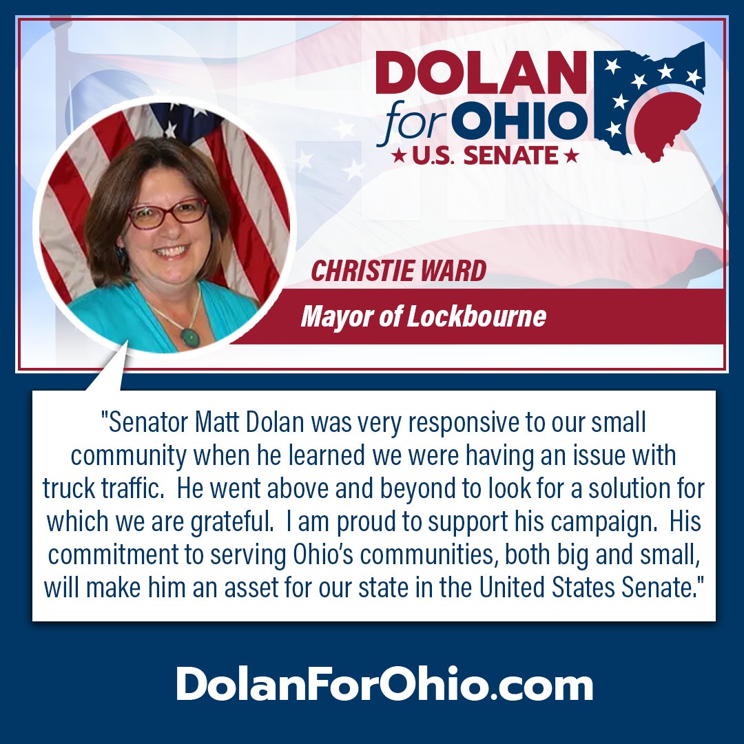 dolan4ohio's tweet image. We earned a string of brand new grassroots endorsements this week from conservatives across Ohio. I'm proud today to announce Councilman Kiriazis and Mayor Ward as the newest members of the #OhioFirst Team. It's an honor to have the support of such dedicated public servants.