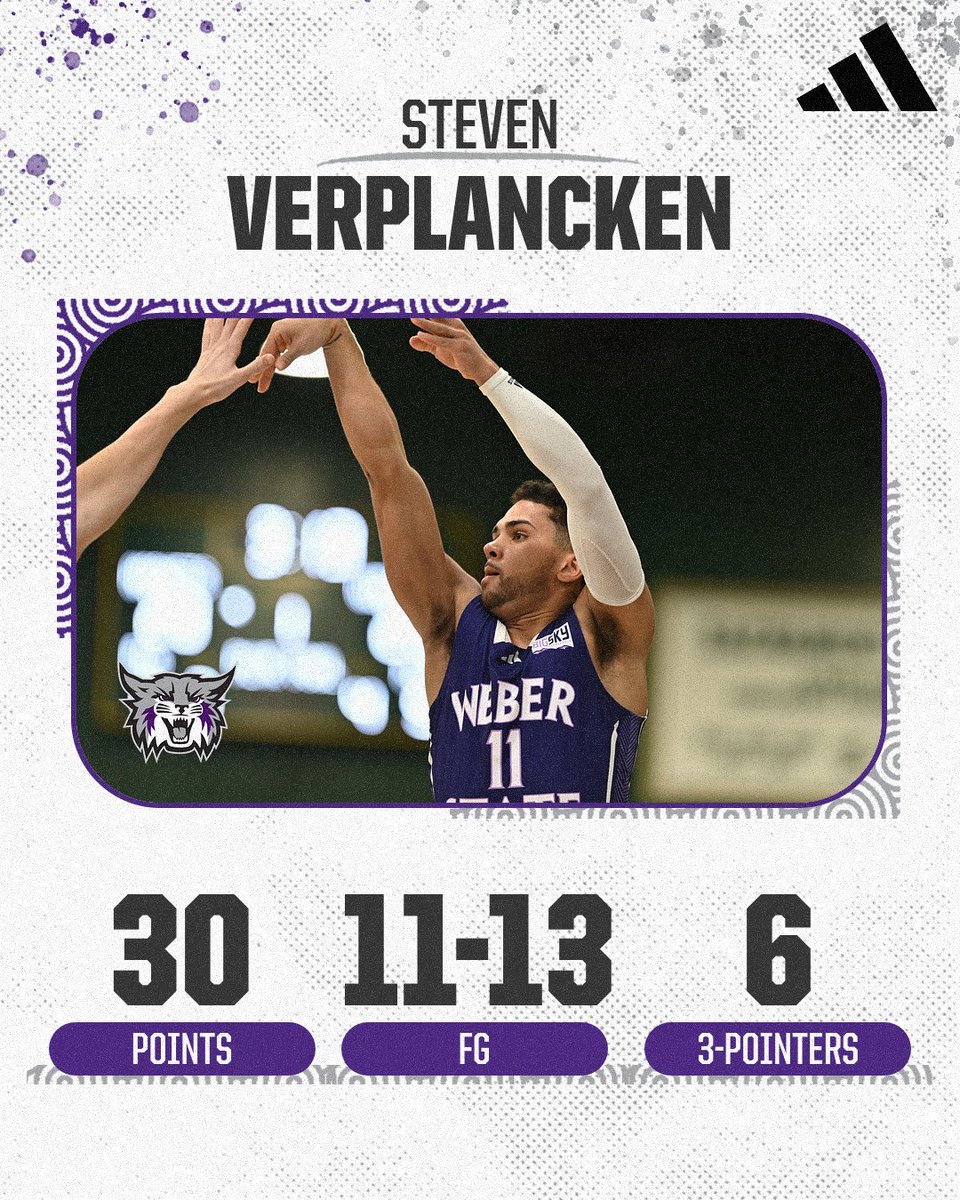 Weber State Men’s Basketball (@weberstatembb) on Twitter photo What a night for Steven Verplankcen!
Career-high 30 points and a career-high 6 3's!
The most points in a game by a Wildcat in nearly two years!
👏 <a href="/Stevenv_jr/">Steven Verplancken Jr</a>
#WeAreWeber What a night for Steven Verplankcen!
Career-high 30 points and a career-high 6 3's!
The most points in a game by a Wildcat in nearly two years!
👏 <a href="/Stevenv_jr/">Steven Verplancken Jr</a>
#WeAreWeber