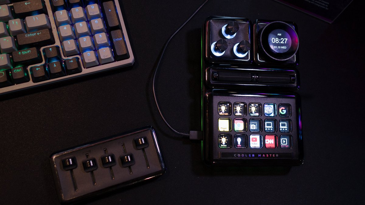 CoolerMasterEXP's tweet photo. MasterHub is at the center of creation, and at #CoolerCES it's the center of attention. Able to seamlessly transition between tasks, streaming, and content creation.

#coolermaster #streaming #controlhub #pcgaming #contentcreation https://t.co/KS2vdesOLE