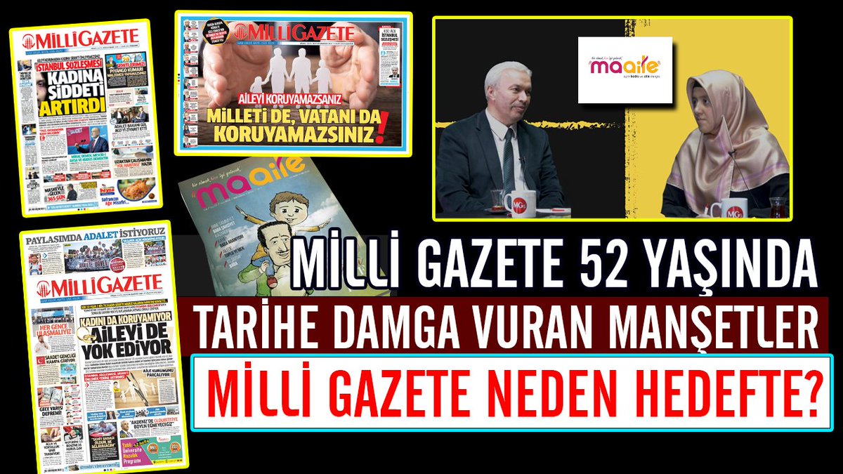 MgtvMedya's tweet photo. Milli Gazete 52. yılını kutluyor
Milli Gazete'den tarihe damga vuran manşetler
Milli Gazete aile savunması
Filistinli aileleri anlıyor muyuz?
@SelimeSmyy'in sunduğu #Maaile programının konuğu Milli Gazete GYY @MustafaKurdas
@milligazetecom #MilliGazete
https://t.co/J95O6cMddp https://t.co/QMpfKrCsPN