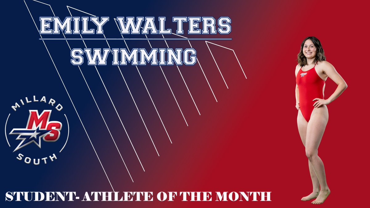 Emily is having a lights out Senior year after joining the AquaPats from Sunny California!  Emily has excelled in the Sprint Freestyle and Fly/Back this season setting PR's and helping our relays earn automatic state qualifying times. Great job, Emily! #TPW <a href="/AquaPats/">Millard South Aquatics</a>