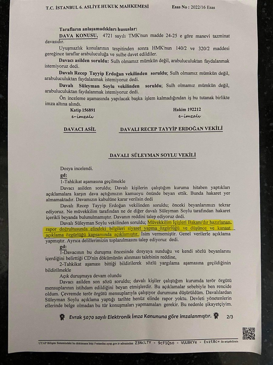 Biliyormusunuz....?!

"İBB’de 550 TERÖRİST VAR" diyen

Eski “İçişleri Bakanı
Süleyman Soylu’nun 

YALAN ve İFTİRA’dan
Kendisine açılan 
3 KURUŞLUK tazminat davasında 

“Elimde bir bilgi/belge yok, Ben bunları Siyaset yapma ve ifade özgürlüğü,  kapsamında söyledim” Şeklinde ifade