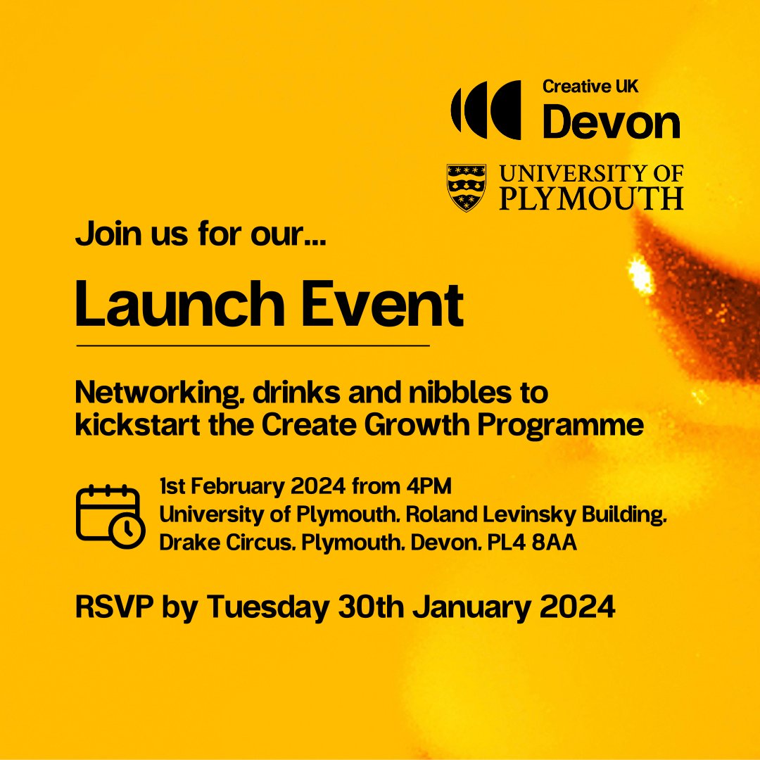Want to find out about accessing business support for your Ltd Company, CIC or Charity operating in #Devon? 

Join the Plymouth launch of the Devon Create Growth Programme 

Plymouth, 1st Feb at University of Plymouth 4pm

Book your spot here:
wearecreative.uk/event/devon-la…