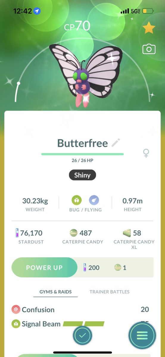 WickedSinful93's tweet photo. Evolved my shiny caterpie to Butterfree !!

✨✨✨#ShinyPokemon ✨✨✨ https://t.co/FtlSI2AcXz