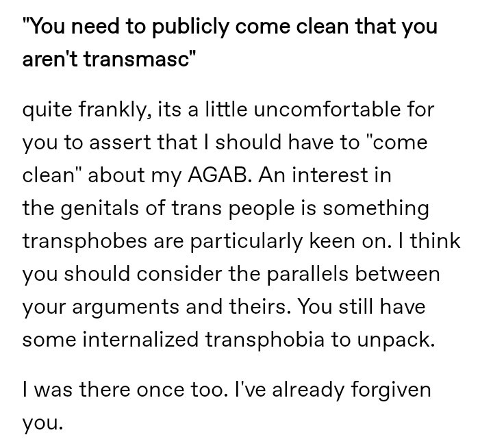 @CapeGloam i hope you know how important these particular paragraphs are to me, op. i'm nonbinary myself and my gender journey is more akin to yours than to a transmasc person's journey, a label people keep trying to stick on me. so your post means a lot. it means i'm not alone. thank you!
