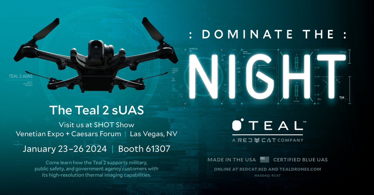 Join us at the SHOT Show in Las Vegas, January 23-26, at Booth 61307 in Venetian Expo + Caesars Forum. Discover the Teal 2 sUAS and how its high-resolution thermal imaging capabilities support military, public safety, and government agencies. See you there! #TealDrones #SHOTShow