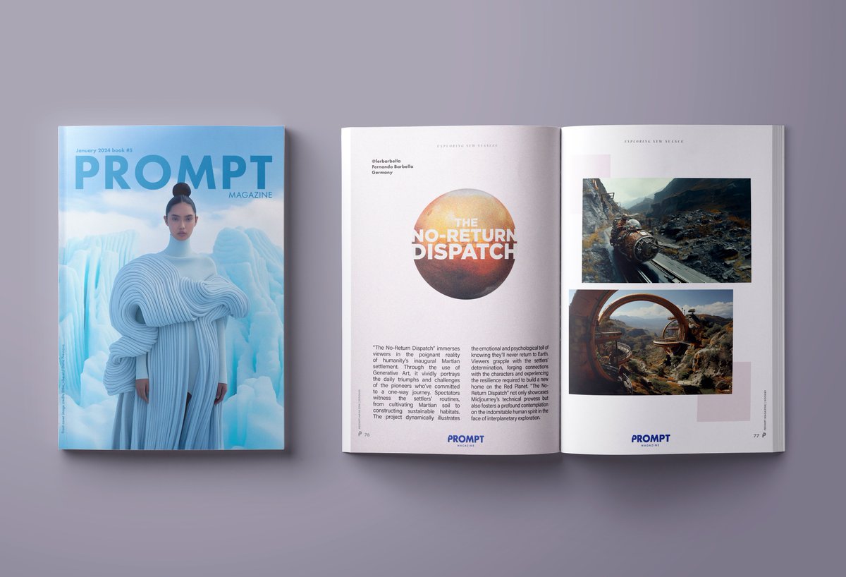 FLBarbella's tweet photo. Happy to see that my #AI side project The No-Return Dispatch has been selected for the new issue of #PromptMagazine. From my mind, to Midjourney, to paper.
https://t.co/tmgS2JxHAO https://t.co/4q5NLwsz9q