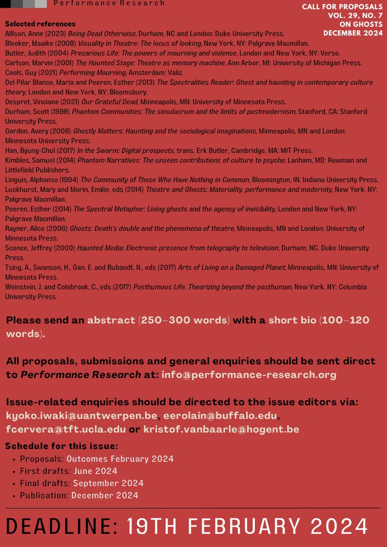 theprjournal's tweet photo. NEW Call for papers
29.7 On Ghosts (Dec 2024)

View the call on the PR website: https://t.co/hdPFyVaLiO https://t.co/LJYqDiO9dj