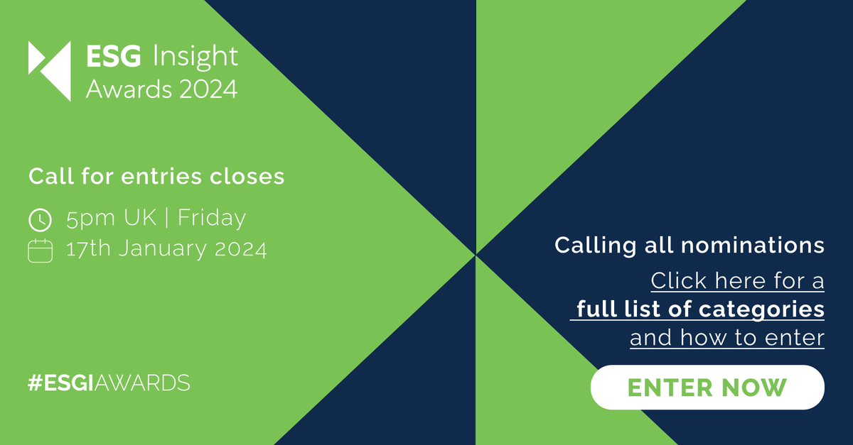 Have you entered the ESG Insight Awards 2024 yet?

If you are a leading provider of ESG solutions, services or consultancy to the capital markets industry, we think you should receive the recognition you deserve.  Enter here: a-teaminsight.pulse.ly/abi7zvkqyn

#ESGIawards #ESG #ESGawards