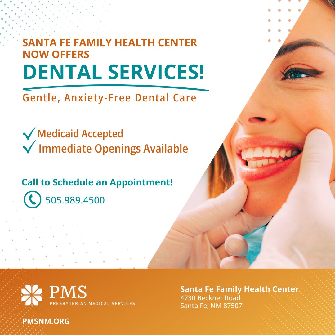 The Santa Fe Family Health Center now offers gentle, worry-free dental services. Reach out to schedule your appointment at (505) 989-4500!