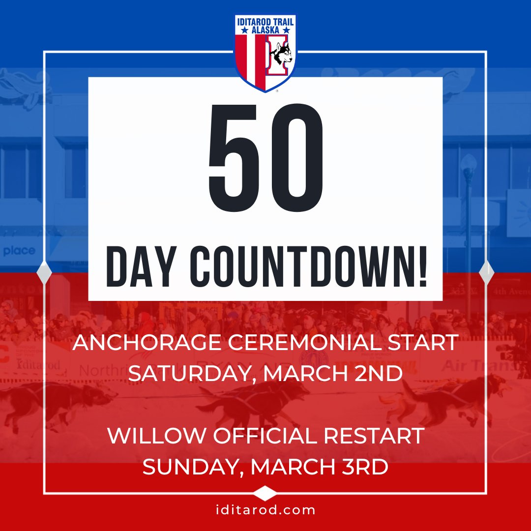 📅🎉 It's the 50-Day Countdown until the Ceremonial Start of the 2024 Iditarod and we cannot wait!   What are you most excited about?!    #iditarod  #iditarod2024  #mushmushmush  #gee  #haw  #alaska #alaskalife  #letsgo