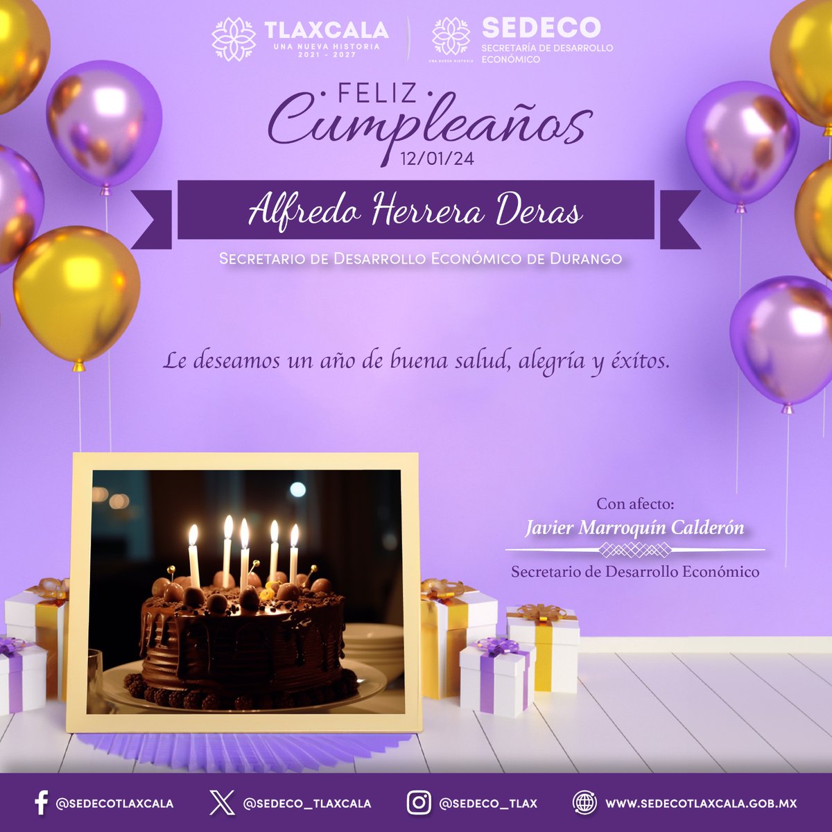 Le deseamos un muy feliz cumpleaños al Secretario de Desarrollo Económico de Durango, @AlfredoMHerrera @SdecoDgo  🎂🎁🎊🎉