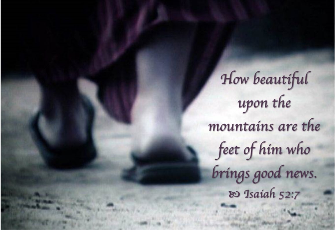 Oh, how beautiful ❤️ is the message🩸of the GOSPEL ✝️ Isaiah 52:7 How beautiful upon the mountains are the feet of him that bringeth good tidings, that publisheth peace; that bringeth good tidings of good, that publisheth salvation; that saith unto Zion, Thy God reigneth! (KJV)