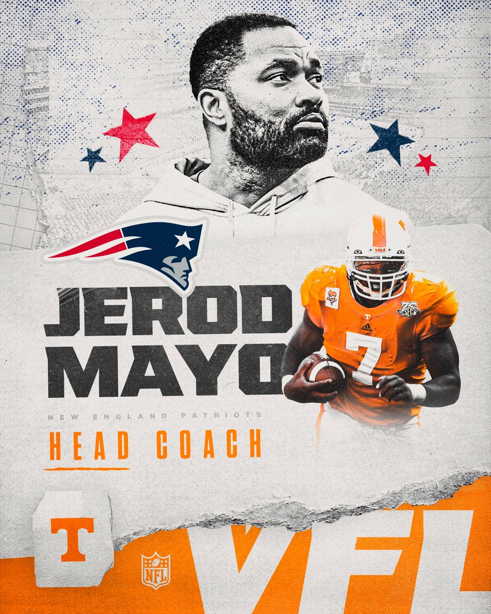 A new era in New England!

Congrats to legendary #VFL Jerod Mayo on being named the 15th head coach of the <a href="/Patriots/">New England Patriots</a> 

📰 » 1tn.co/3TXZEMP

#GBO 🍊