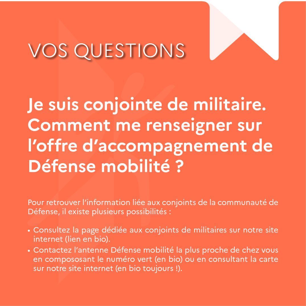 defensemobilite's tweet photo. [FAQ] « Je suis conjointe de militaire. Comment me renseigner sur l’offre d’accompagnement #ObjectifEmploi🎯 de Défense mobilité ? »

1️⃣ Consultez la page dédiée sur notre site internet : https://t.co/1XVZ0Xzdg4

2️⃣ Échangez avec un conseiller : 0 800 64 50 85 https://t.co/67rv9m7QGt