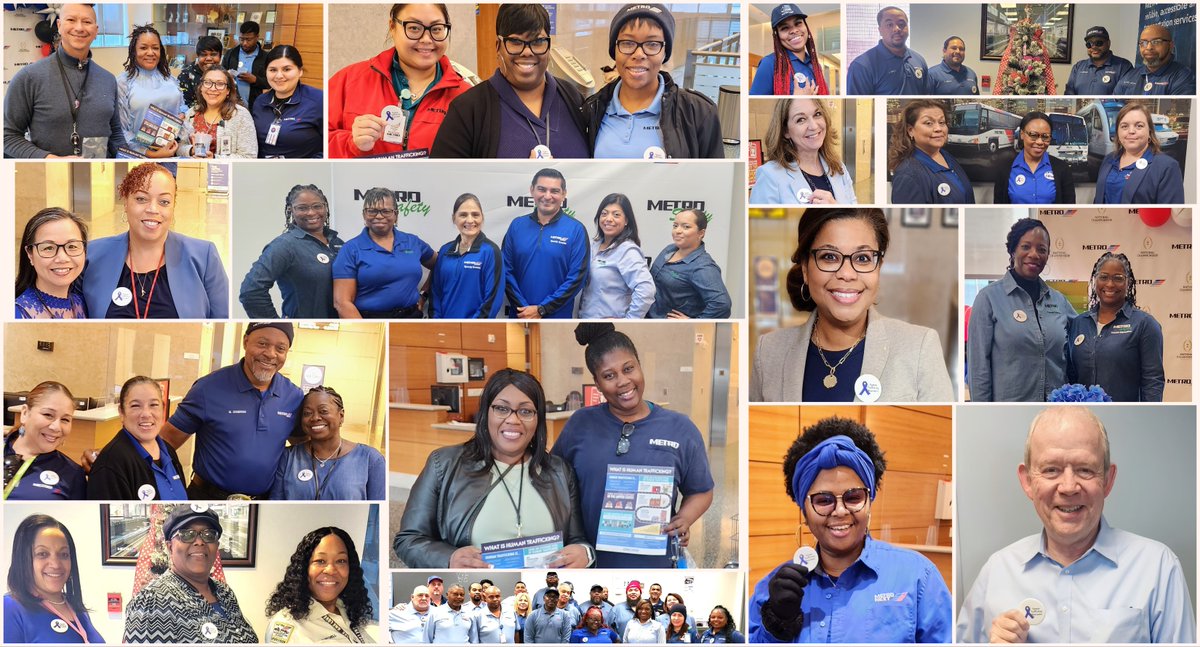 METROHouston's tweet photo. METRO employees joined the @DHSBlueCampaign by wearing blue on #WearBlueDay to raise awareness on #HumanTrafficking. Learn how you can help make a difference at: https://t.co/uts2nUspKX. ^A
#EndTrafficking #HTPM https://t.co/XC7eO6nTkf