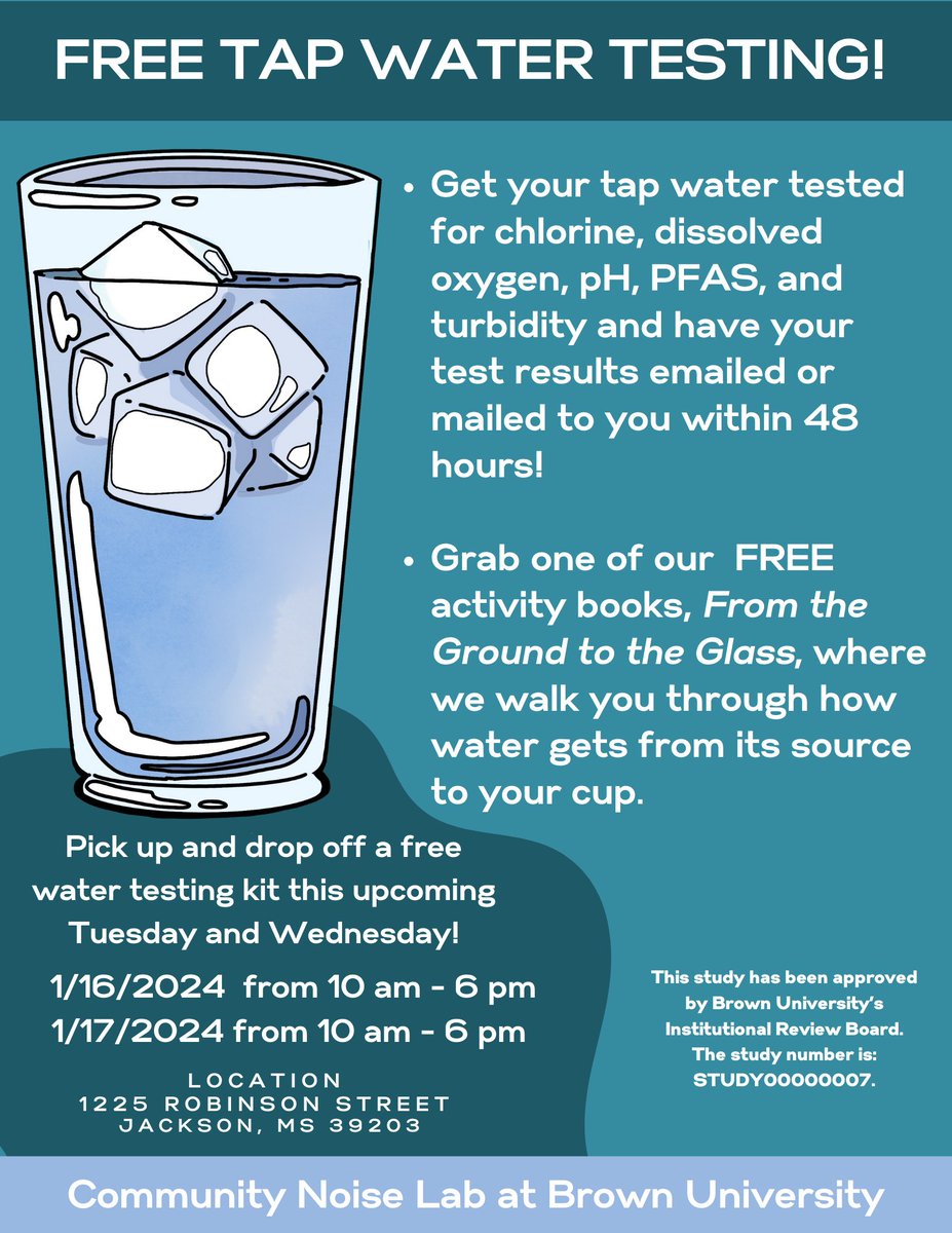 Jackson and surrounding cities are currently under a boil water advisory. We are offering free water testing for ALL. @clarionledger @WLBT @WJTV