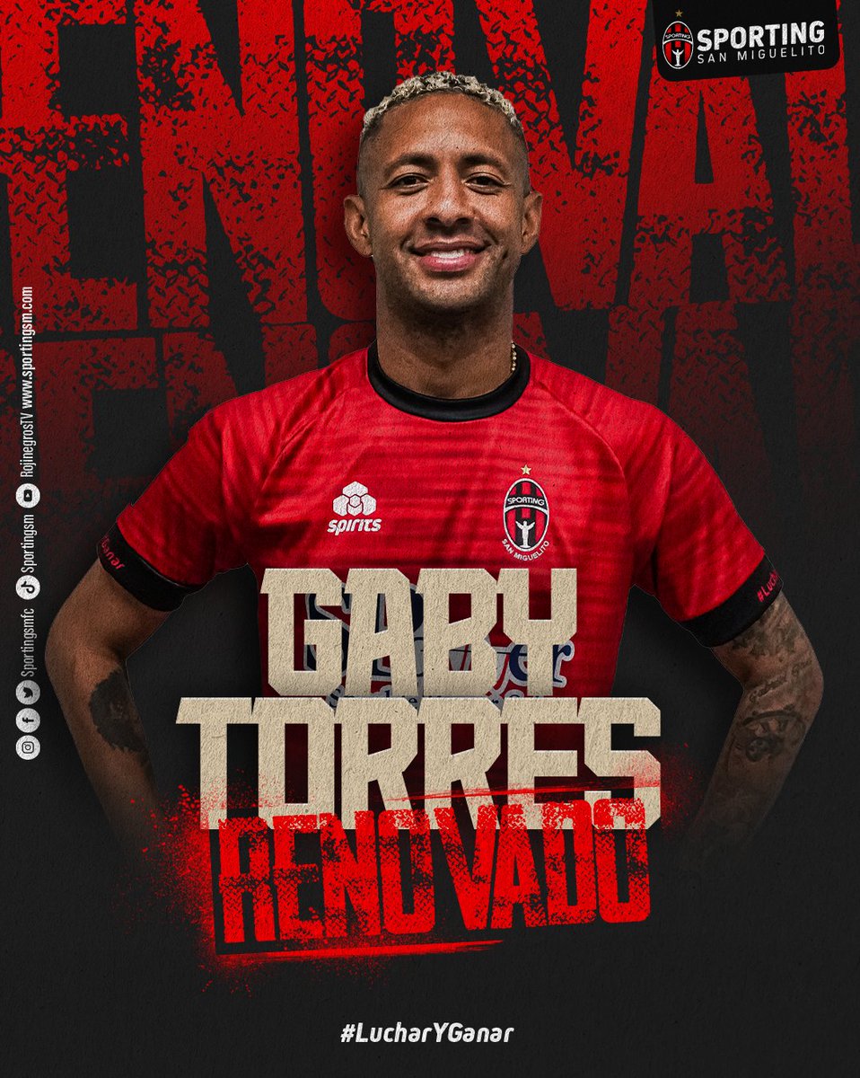 sportingsmfc's tweet photo. ¡GABY RENOVADO! 👍
Gabriel Torres estampó su firma y seguirá aportando su experiencia al conjunto rojinegro en la temporada 2024. 🔴⚫
¡Con todo Gaby! 👊
#LucharYGanar💪
#ElEquipoDelDistrito https://t.co/fewyc0ObUe