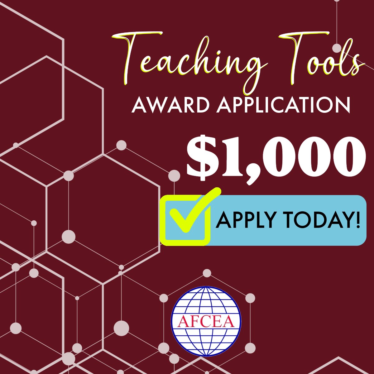 👩‍🏫Attention Teachers! 📚🍎👩‍🏫 Are you a passionate STEM teacher with innovative ideas for enhancing education in your classroom? The AFCEA Teaching Tools Award 2024 is here to recognize and support your dedication! 🏆 Apply here: ow.ly/PK9950QpGNR #AFCEATeachingTools