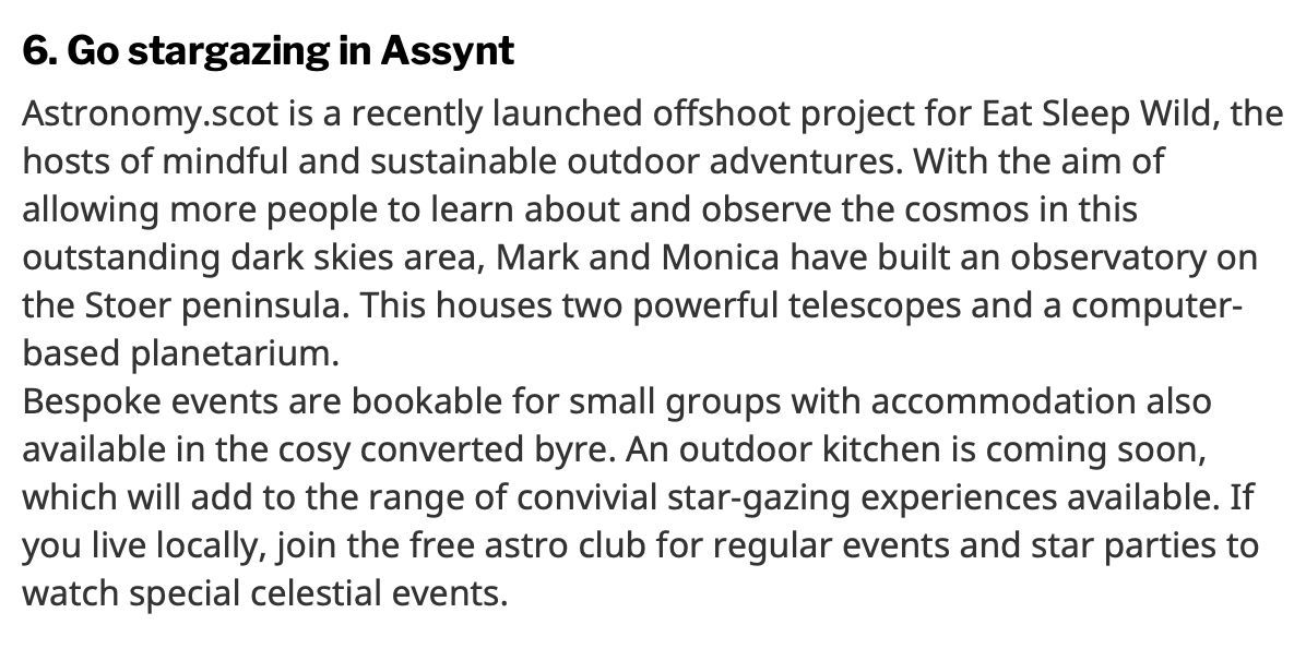 Nice mention of our astronomy events in the Herald! buff.ly/3HgPOyb As well as 9 more awesome thing to try in #Scotland in 2024.