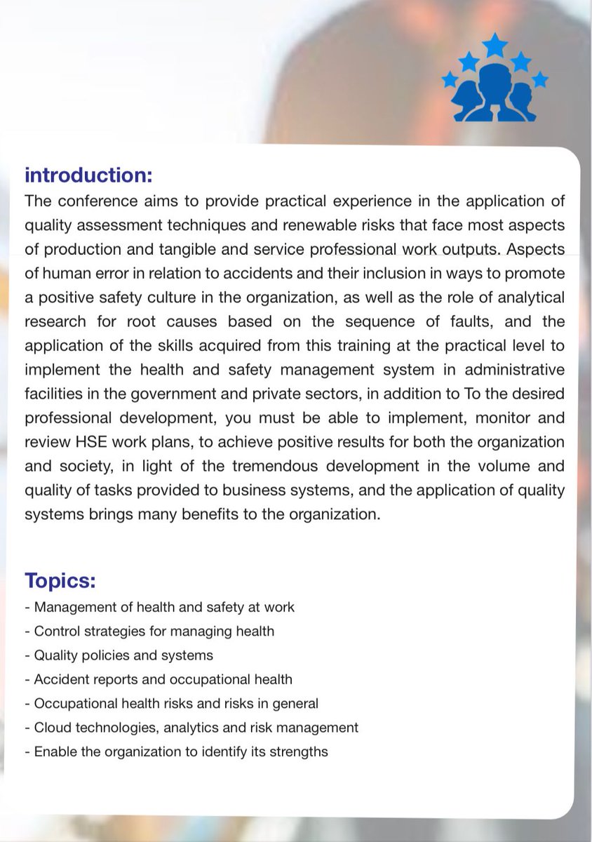 برعاية وزير الكهرباء والماء ووزير الاشغال د.جاسم الاستاد وحضور عدد من الجهات الحكومية والخاصة والخليجية والمتخصصين والاستشاريين
وبرئاسة م/عبدالله الغريب
سينطلق الملتقى الخليجي الثالث لإدارة الجودة والمخاطر والسلامة المهنية
<a href="/Engalghareeb/">م. عبدالله حمود الغريب</a>