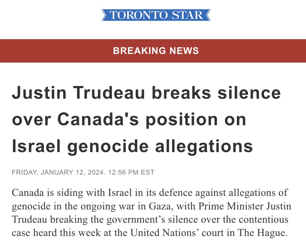 Genocide Justin has succumbed to pressure and is siding with genocidal Israel.

Not only does Canada's PM lack a conscience, but he couldn't care less about his legacy, which he just destroyed in one fell swoop.

#cdnpoli #genocide @justintrudeau #gaza