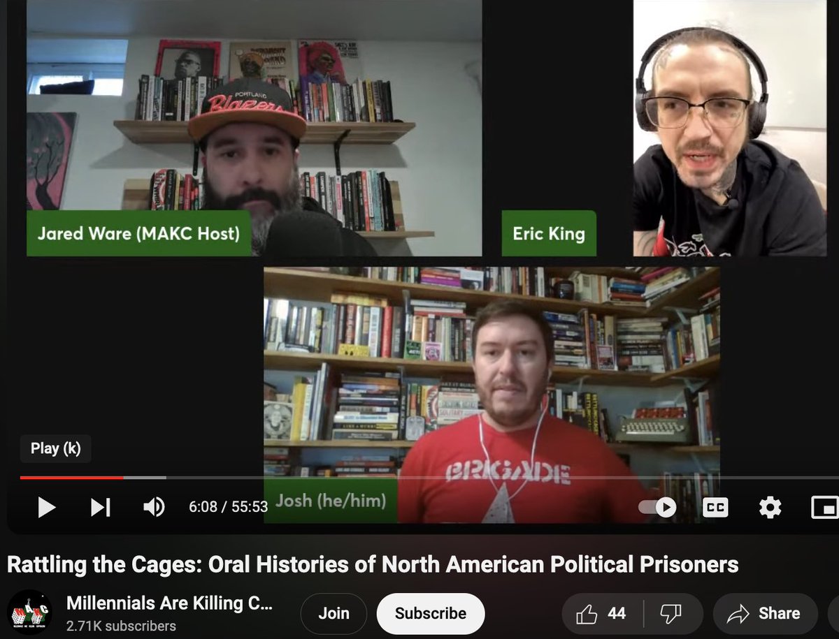 Did you see @SupportEricKing and Josh Davidson talking with @MAKCapitalism about RATTLING THE CAGES? If not, watch their conversation here: youtube.com/watch?v=yfujRI… “If we don’t have a strong political prisoner support movement, our movements are not gonna succeed.'