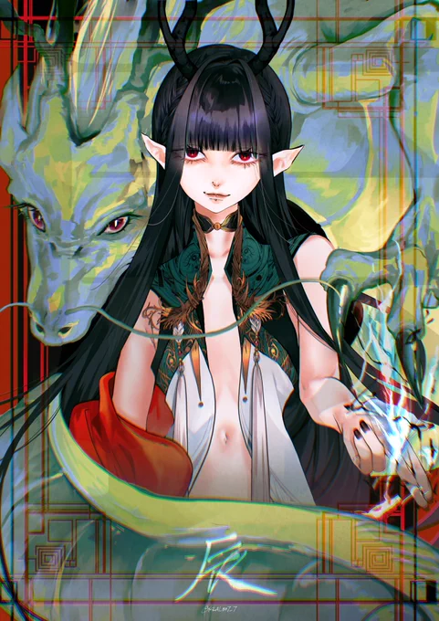 お待たせしました、2024年の描き始めです! 今年もどうぞ、よろしくお願いいたします。 #OC #創作