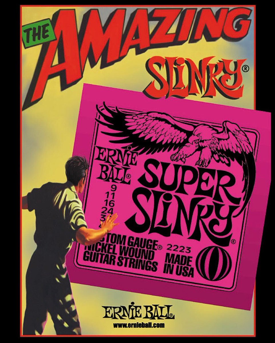 ernieball's tweet photo. NOW PLAYING: 
The AMAZING Slinky 
Starring: Super Slinky 

#flashback #fromthearchive #iplayslinky https://t.co/2Vp9a5LrkM