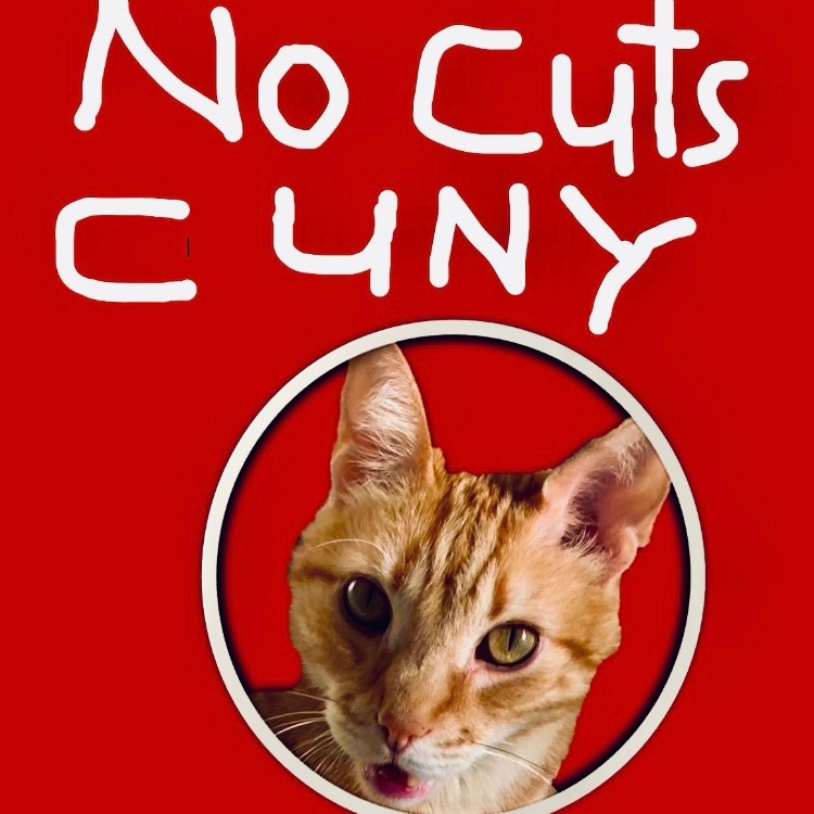 Many thanks to QC Professor Susan Naomi Bernstein for this important message from Destiny the orange tabby cat: “NO CUTS CUNY”!!! 

 #FixCUNY #CareNotCuts #FullyFundCUNY #FundCUNY  #APeoplesCUNY #FreeCUNY #InvestInCUNY #NewDeal4CUNY #Red4HigherEd
