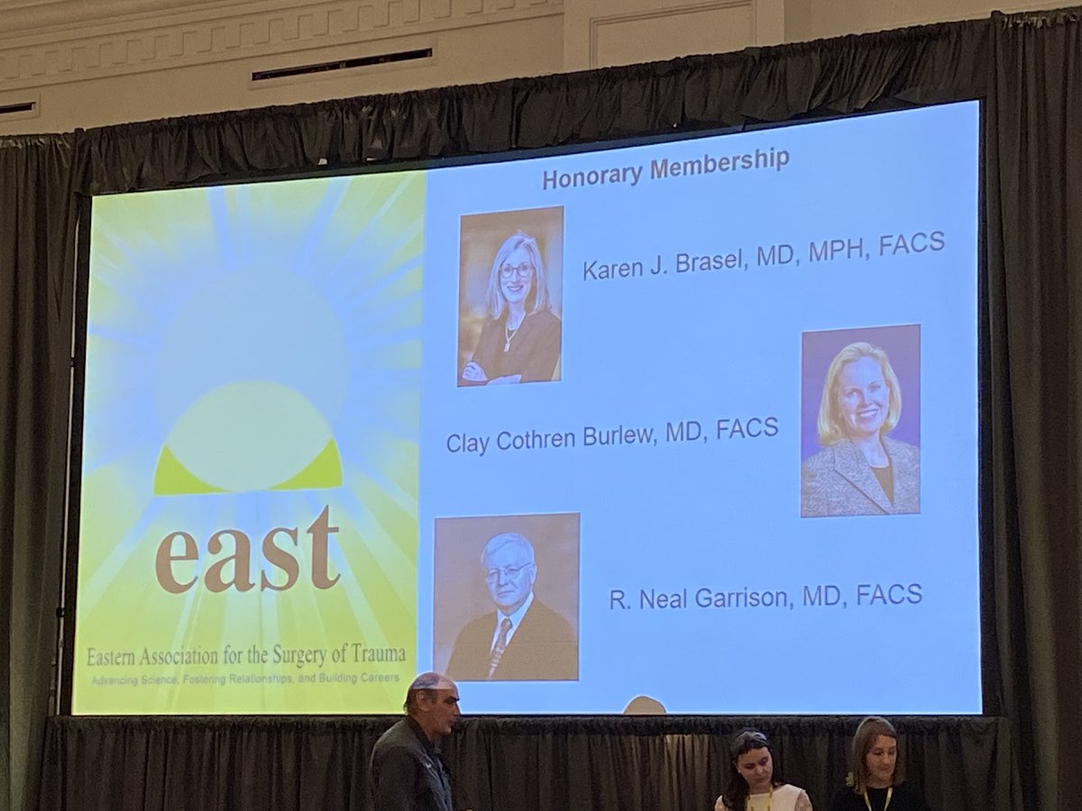 New <a href="/EAST_TRAUMA/">EAST</a> Honorary members announced by President <a href="/DrJtrauma/">Jason Smith MD, PhD, MBA</a>. Welcome <a href="/kBraselDazzle/">Karen</a> <a href="/ClayBurlew/">Clay Cothren Burlew, MD</a> R. Neal Garrison. #EAST2024 

See full list here- 
east.org/about-east/eas…
