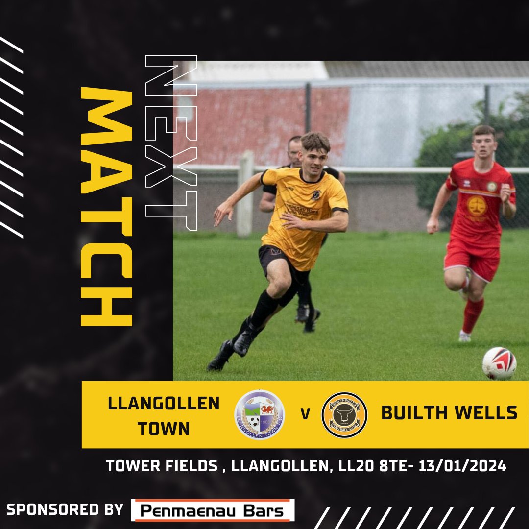 BuilthWellsFC's tweet photo. The Bulls are in action for the first time in 2024 as we face Llangollen in the @ArdalNorthern East League.

📅 Saturday 13th January
⏰ 2pm Kick off
📍 Tower Fields, LL20 8TE

🐂🟠⚫️ https://t.co/GCd5AGr1IC