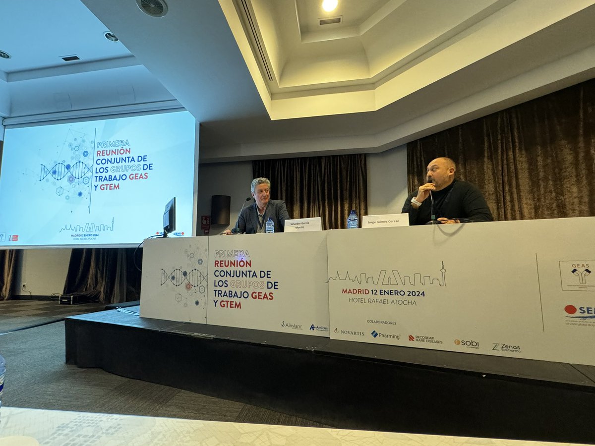 M_InternaHUIS's tweet photo. Primera reunión conjunta de los grupos de trabajo GEAS y GTEM, dirigida por los coordinadores de  @GTEMinoritarias Dr. Gómez Cerezo y @gtgeassemi Dr. Garcia Morillo @Sociedad_SEMI https://t.co/ov5aYEIAoJ
