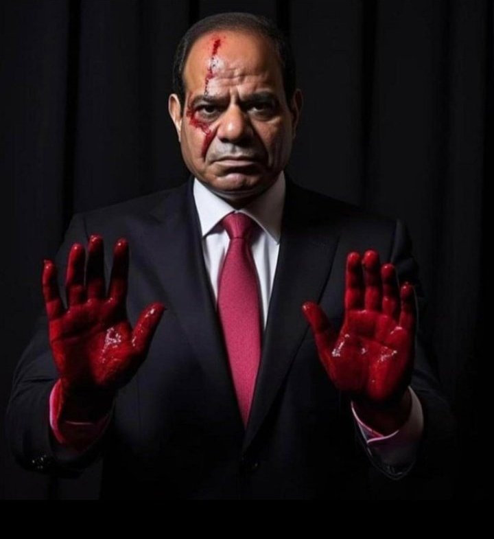 Abu_ruffa99's tweet photo. The stinky grandson of Yahoo,#Sisi is a war criminal and an accomplice to #Israel in killing the people of #Palestine by closing the Rafah border crossing 🇵🇸 https://t.co/0vgGFO8vFE