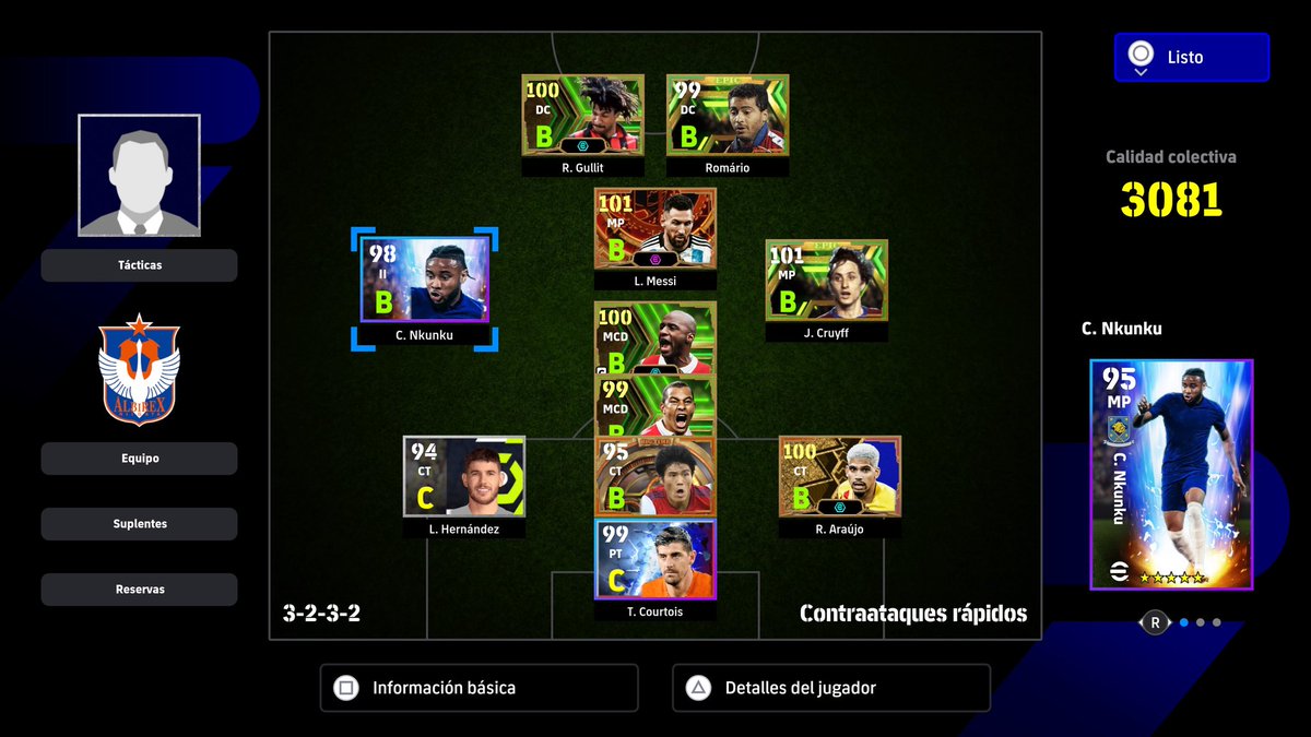 -TOP 8 PS
-3 DFC CONTATAQUES RÁPIDOS (QUICK COUNTER)

INSTRUCCIONES:
*Defensivo: Vieira, Gilberto Silva
*Línea atrasada: Gilberto Silva 
*Delantero liberado: Gullit 🌴 

En directo todos los días twitch.tv/lucascdm10  ❗️ ❗️❗️
#eFootball2024 
#eFootball2024Mobile 
#eFootballHUB