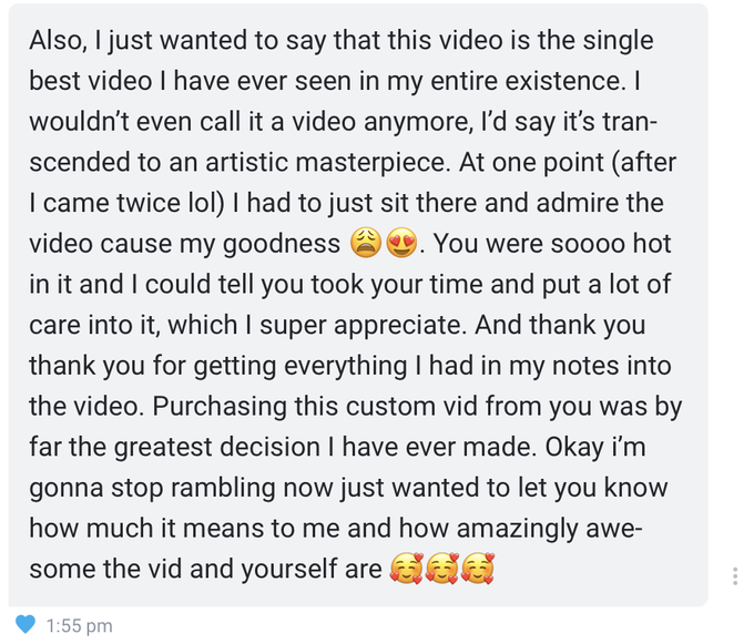 I absolutely love creating for you guys, and seeing positive reviews like this makes me melt!🥰 Thank<a href="/tag/realloyalfans"class="tags"><span>#realloyalfans</span></a>