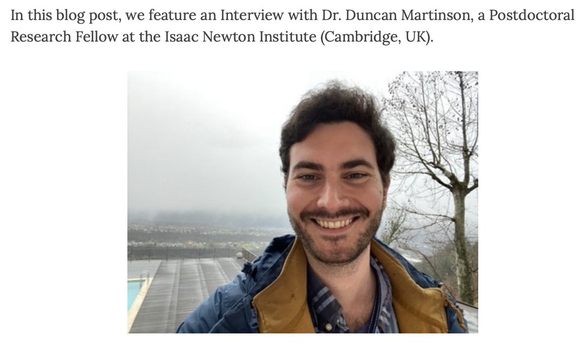 SMBdevBio's tweet photo. 📣Blog post📣 Our new post highlights Duncan Martinson, a postdoc at the Isaac Newton Institute (@NewtonInstitute). @DuncanMartinson is interested in collective behavior &amp; shares about the importance of linking data &amp; modeling at different scales. More at: https://t.co/LQCloe8WEL https://t.co/fUcVNSNeWq