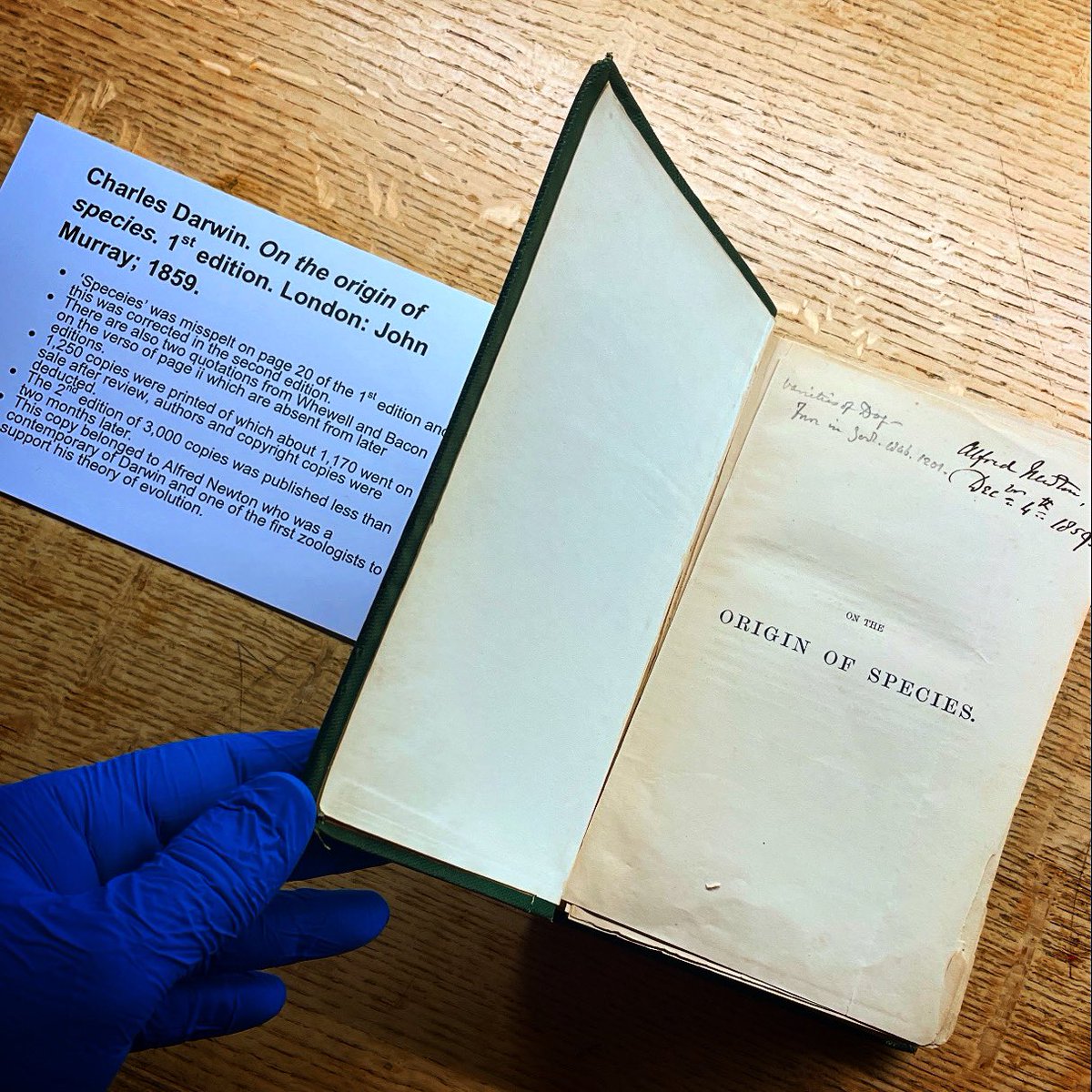Charles Darwin’s “On the origin of species” 1st edition, with the typo on page 20. Courtesy of the Zoology Library @CamZoology @Cambridge_Uni