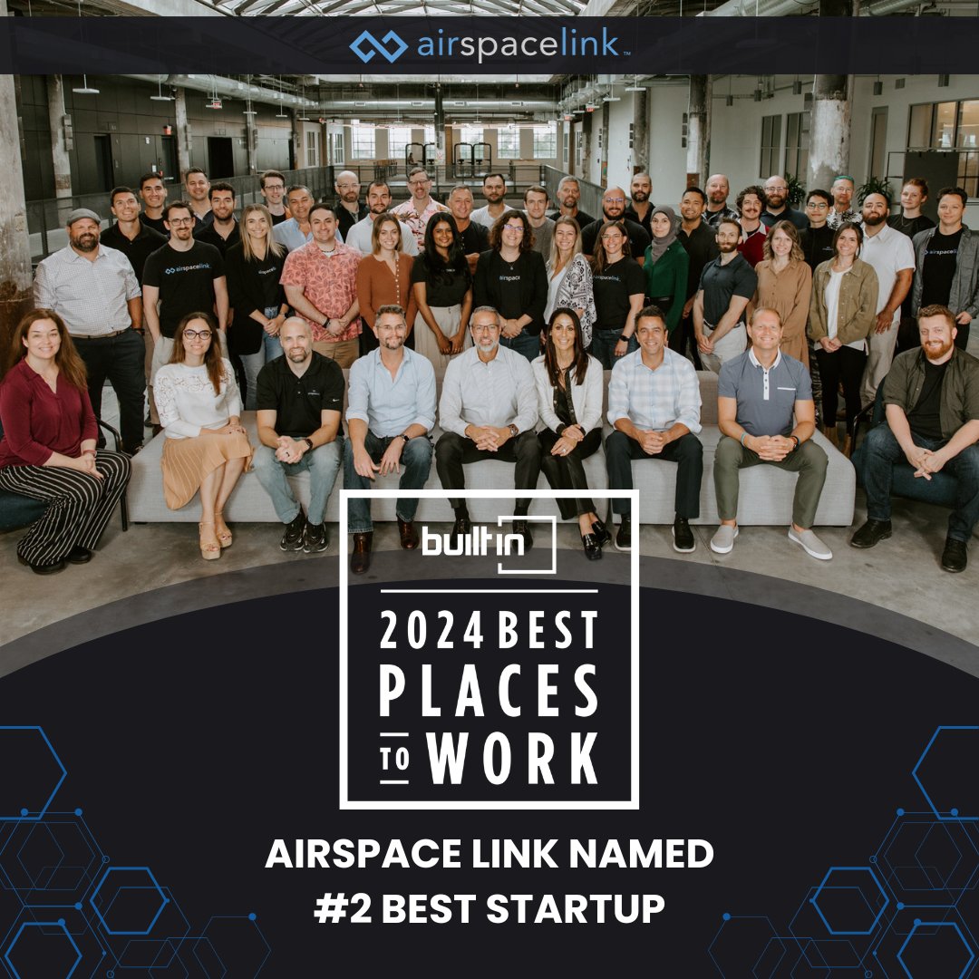 We are thrilled to announce that #AirspaceLink has been recognized as the #2 Best Places to Work among startups in the U.S. in 2024! Thank you,<a href="/BuiltIn/">Built In</a>, for this incredible award. 

Check out the full list here: hubs.la/Q02gjkpS0
 
#BPTW2024 #2024BuiltInBest