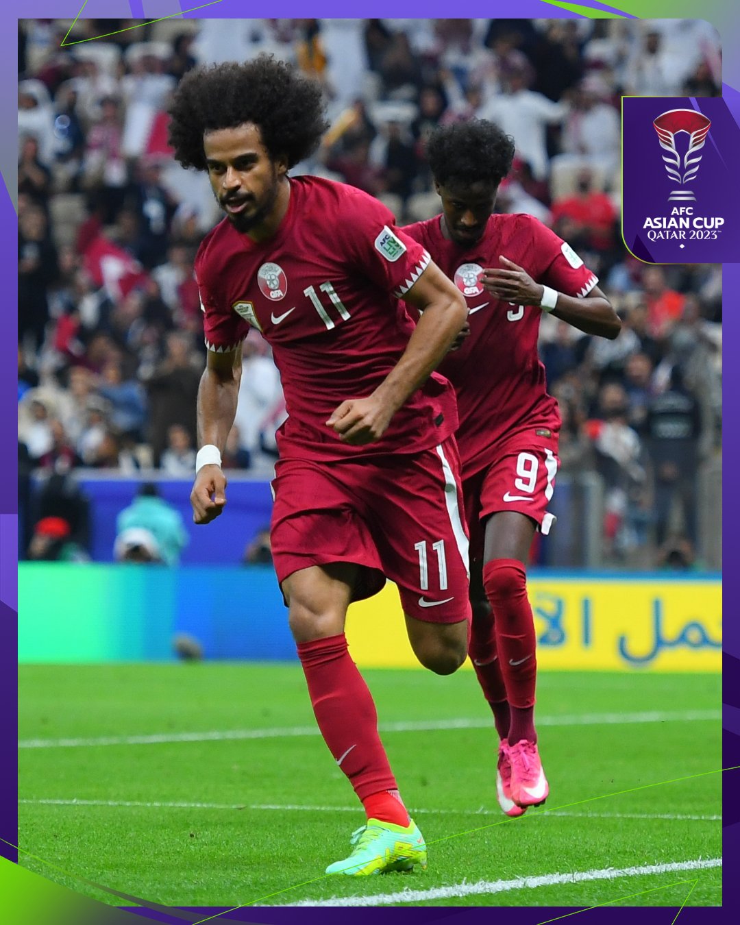 First goal of #AsianCup2023 is brought to you by non other than 🇶🇦 Akram Afif! #HayyaAsia | #QATvLBN