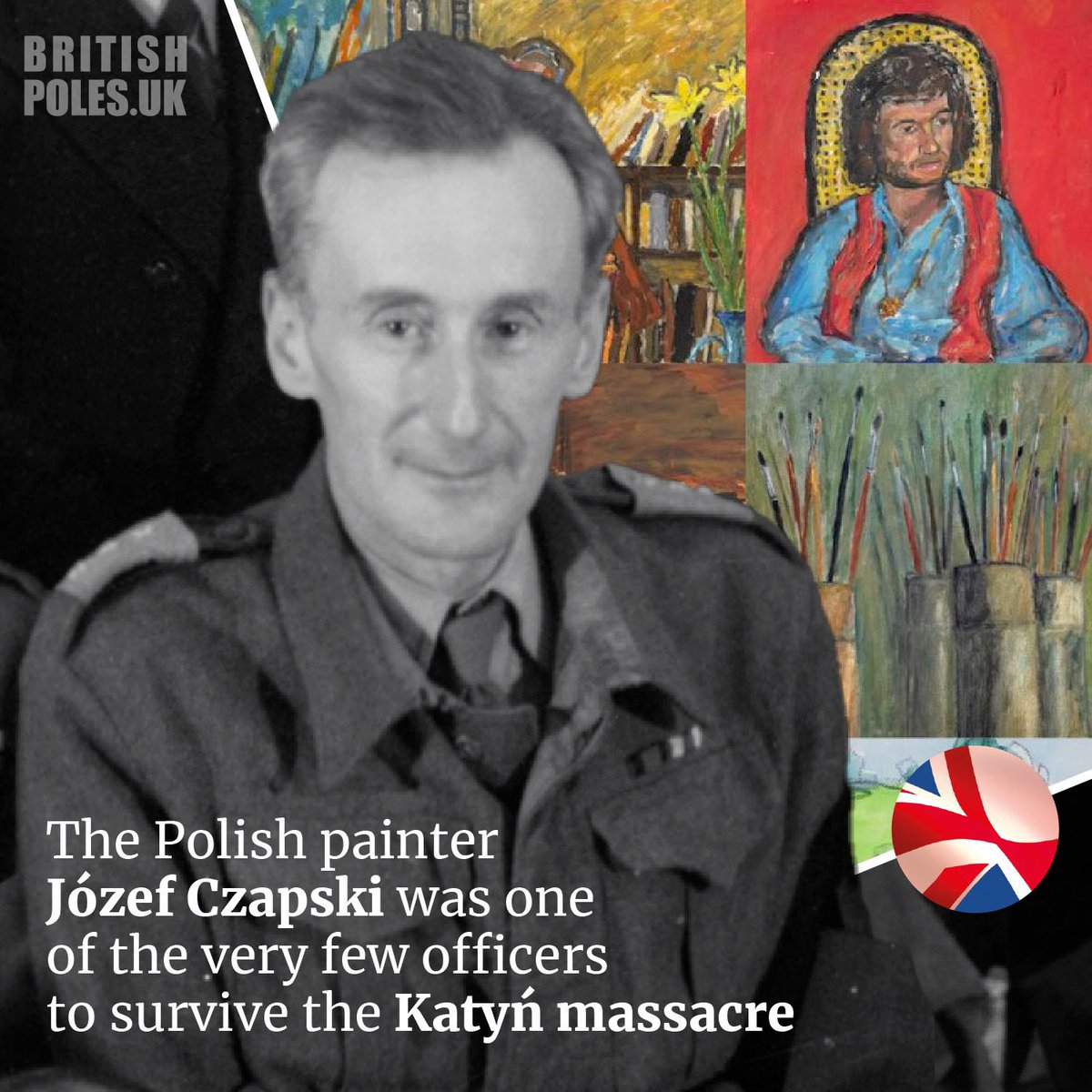 Józef Czapski, a Polish writer and painter, was one of the very few officers who survived the #KatynMassacre. As a soldier of the Polish II Corps of Gen. Anders he was investigating the whereabouts of the “missing” Polish POW's who were killed in Katyń. Czapski passed away #OTD…