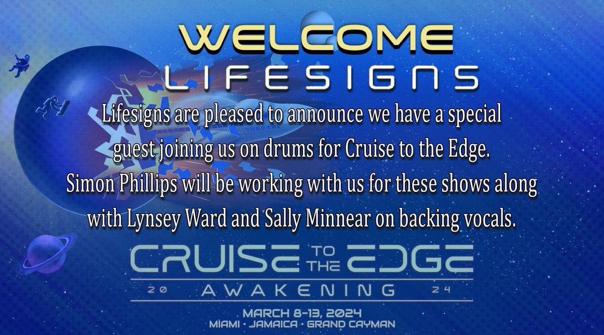 cruisetotheedge's tweet photo. * Special Guests *
Check out who is joining Lifesigns onboard Cruise to the Edge this March!
https://t.co/7djWA88PkQ
#SpecialGuest #progressiverock #lifesigns #cruiselife #cruisetotheedge https://t.co/S4hZf8ObrD