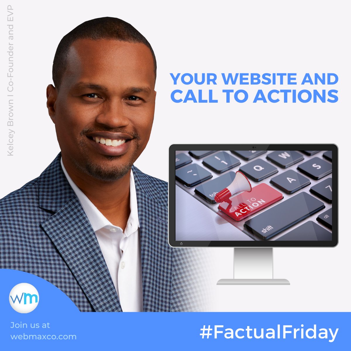 Factual Friday: Tip for Website Success: Maximize impact by adding clear calls to action!

Whether it's 'Subscribe,' 'Shop Now,' or 'Learn More,' guiding visitors fosters engagement. Tip: Make every click count! #WebsiteTips #DigitalMarketing