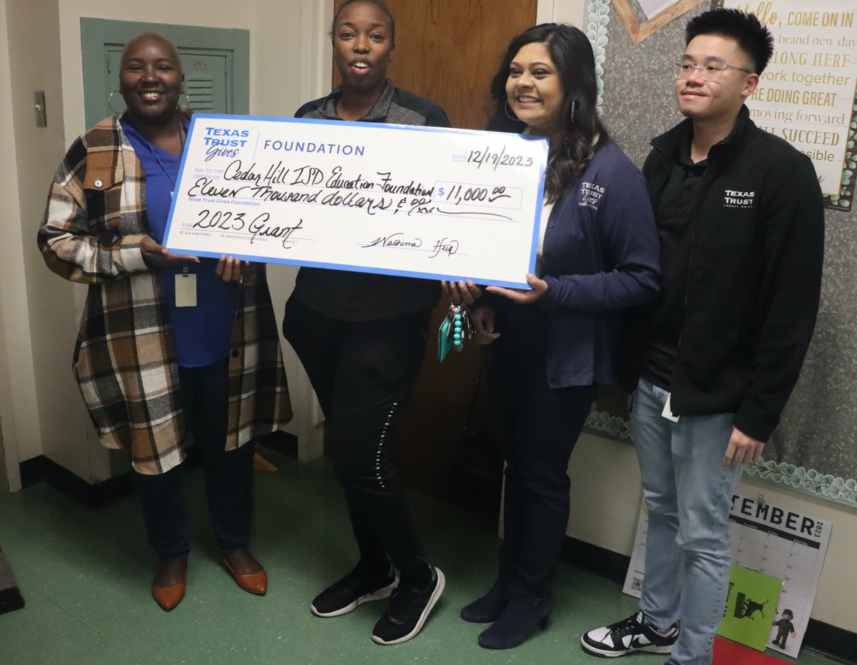 <a href="/chisdedfound/">CHISD Education Foundation</a> presented seven grants worth a total of $29,000 last month! <a href="/CTEinCHISD/">CHISD Career & Technical Education</a> <a href="/LoweTyesha/">Tyesha Smith Lowe</a> <a href="/geraldhudson/">Dr. Gerald B. Hudson</a> <a href="/Deemchamp/">Dr. Derrick Walker</a> @chisdfinearts <a href="/plummer_strong/">Plummer Elementary School</a> <a href="/CHISDCP/">Collegiate Prep</a> <a href="/DrXavierLewis/">Dr. Lewis</a> <a href="/jdedmun/">John Edmun</a> <a href="/PrincipalJoffre/">Leroy Joffre</a> <a href="/TexasTrustCU/">Texas Trust CU</a> 

newsroom.chisd.net/post-details/~…