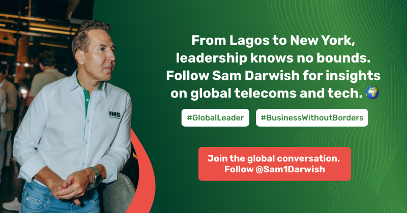 sam1darwish's tweet photo. Leadership.

Entrepreneurship.

Telecom.

Interested in these three fields? Then accept IHS’s Chairman &amp; CEO Sam Darwish's invitation to join the global conversation about the future of telecom with him on X. 

Click the link below to follow!