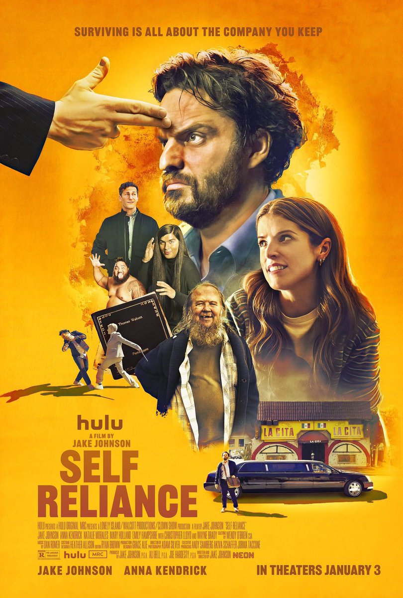 “Self Reliance” is out today on @hulu I’m incredibly proud of this movie, 95% of the score is me playing cello like a 5 year old and @adamchristgau hitting garbage. It’s for sure the weirdest score I’ve ever made, Jake Johnson was an adventurer going down this path with me.